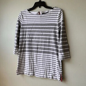 Women's Tommy Hilfiger 3/4 Sleeve Grey & White Striped Top -‎ Size Medium